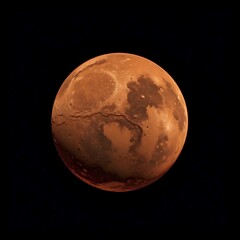 Fototapeta premium Illustration of the planet Mars against a night sky surface.