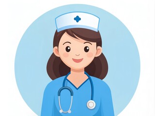 Each keyword is a standalone phrase that combines different aspects of the nurse icon clipart, such as mood, style, color, and concept, without using any introductory phrases.