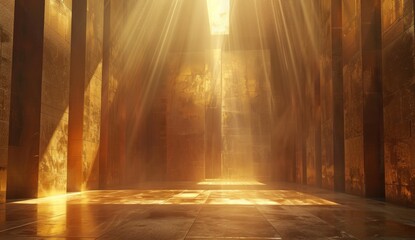 Obraz premium Golden Hallway with Sunbeams