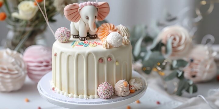 Second Birthday Cake with Elephant D&Atilde;&fnof;&Acirc;&copy;cor and Sweet Treats