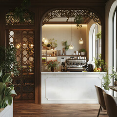 Chinoiserie style living room with cafe