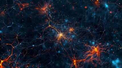 Obraz premium A digital representation of neural connections in the brain, showcasing intricate networks and glowing synapses.