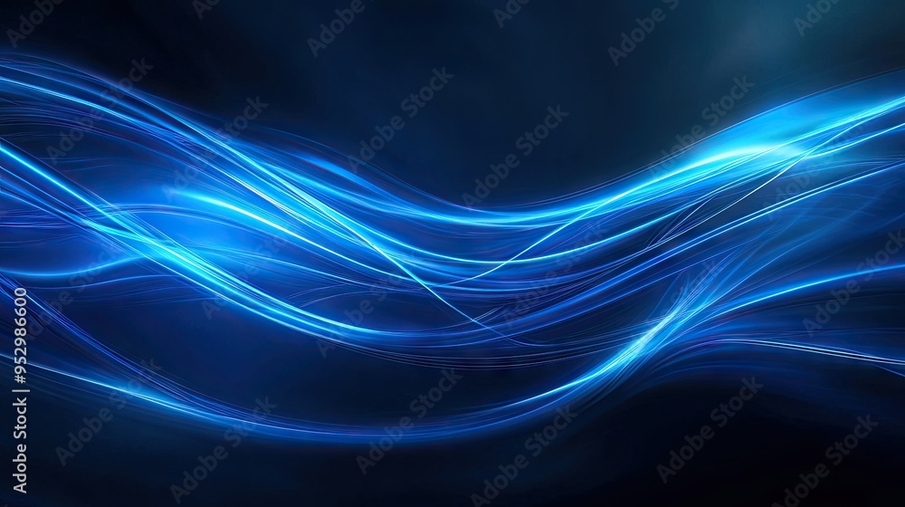 Poster a modern abstract blue technology background with smooth gradients and sleek lines, creating a futur