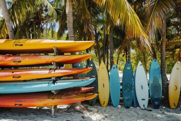 Beachside Rental Racks with Kayaks & Boards