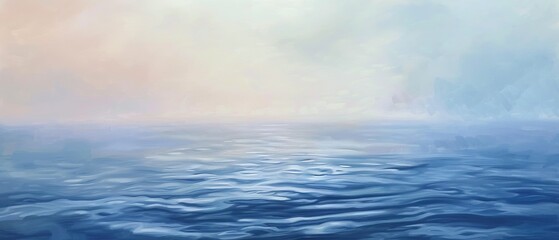Obraz premium Abstract Oil Painting of Calm Waters Under a Misty Sky
