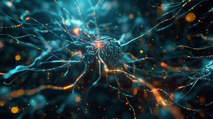 A digital representation of neural connections, illustrating the complexity of the brain's network.