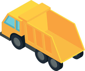 Naklejka premium Yellow dump truck isometric icon back view
