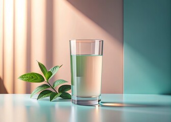 Glass drink mockup with modern minimalist design and calming color palette