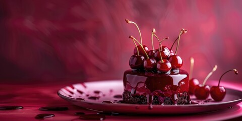 Festive cherry cake with a glossy glaze