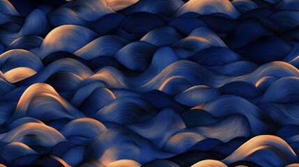Fototapeta premium Abstract Seamless Background with Flowing Waves in Blue and Orange Tones for Modern Design and Digital Art Projects