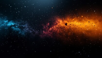 Naklejka premium A stunning cosmic scene showcasing vibrant dust clouds and starry elements, ideal for science fiction and space themes.
