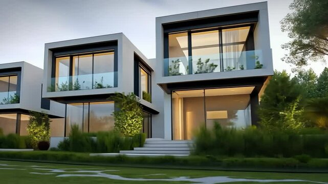 moder semidetached houses development