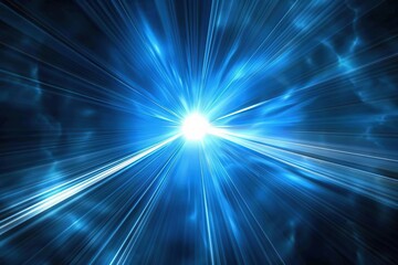 Fototapeta premium Abstract Blue Light Rays Exploding from a Central Point