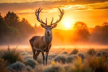 Deer and sunrise