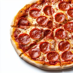 close up of Pizza Pepperoni isolated on white background