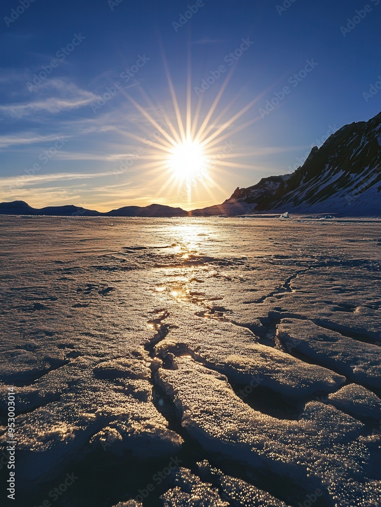 Aufkleber glaciers in the arctic region are melting under a relentless sun, showcasing the stark realities of 