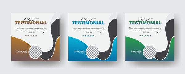 Creative, modern, stylish, abstract client testimonial template, elegant customer feedback or review design colorful bundle Set.
