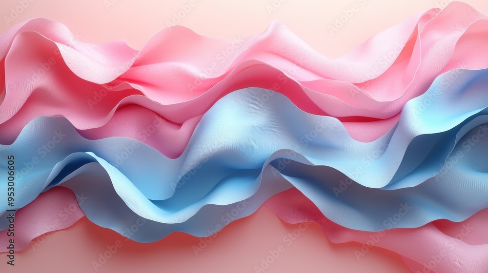 Poster 3d render of an abstract background with a folded paper ribbon