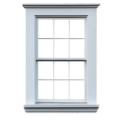 White Window with Blinds on Blue Siding