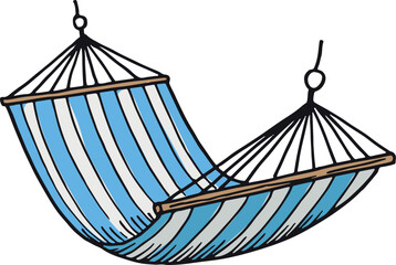 Hammock color sketch. Vacation summer relaxing icon