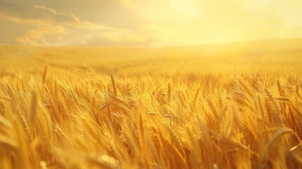 Naklejka premium golden wheat field wallpaper