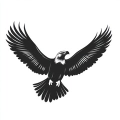 Obraz premium Majestic Flying Eagle Silhouette Minimalistic Design on White Background