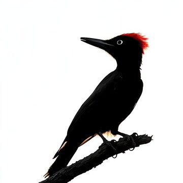 recommend clip art: Silhouette of Pecking Woodpecker with Distinctive Beak on White Background