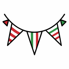Obraz premium Vector line art Christmas Pennant Flags illustration