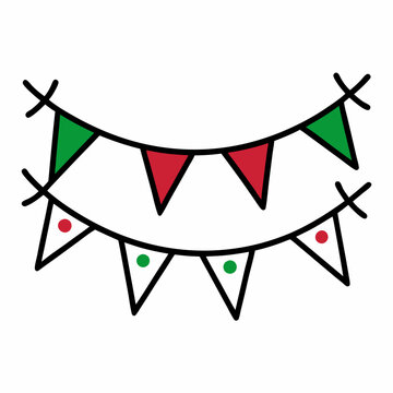 recommend clip art: Vector line art Christmas Pennant Flags illustration