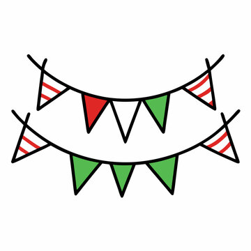 recommend clip art: Vector line art Christmas Pennant Flags illustration