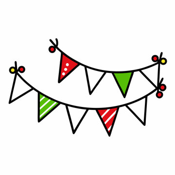 recommend clip art: Vector line art Christmas Pennant Flags illustration