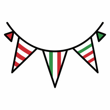 recommend clip art: Vector line art Christmas Pennant Flags illustration