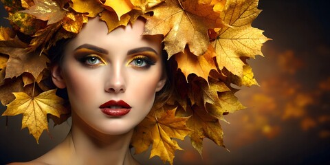 Fototapeta premium woman with leaves