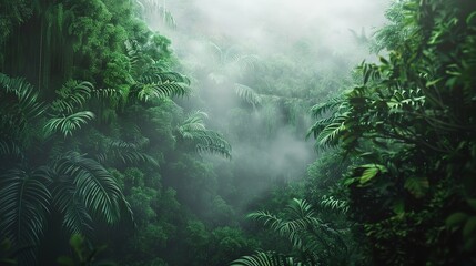 Rainforest with mist wallpaper
