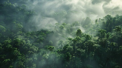 Obraz premium Rainforest with mist wallpaper
