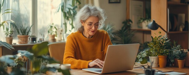 Compassionate Agent Assisting Senior Customer in Bright Office Setting with Professionalism and Warmth