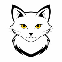 Cat head icon vector line art illustration
