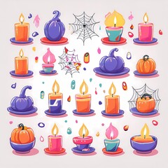 A collection of Halloween themed candles and lanterns