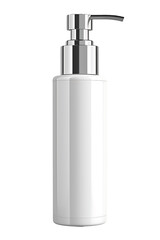 Obraz premium White Pump Bottle with Chrome Accents on a Gray Background