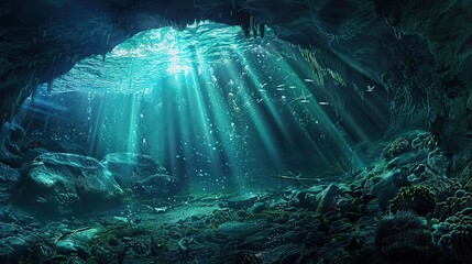 Underwater cave explore wallpaper