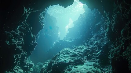 Obraz premium underwater cave explore wallpaper