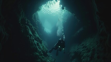 Fototapeta premium underwater cave explore wallpaper