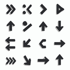 A collection of various black arrow icons on a light gray background.