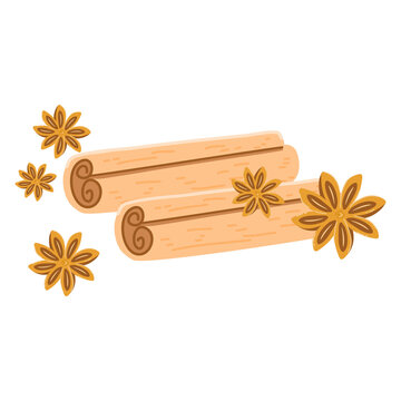 cinnamon sticks and star anise spice clip art preview
