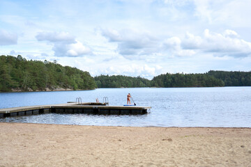 boat on Delsjön lake, Gothenburg, Sweden