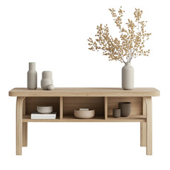Minimalist Console Table with Dried Flowers and Vases, a Touch of Zen Elegance