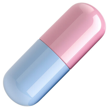 recommend clip art: Pink and blue capsule with smooth surface in 3D on transparent background clipart