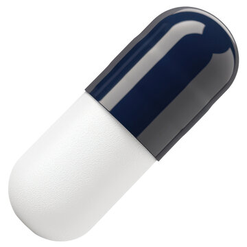 recommend clip art: Blue and white capsule with glossy texture in 3D on transparent background clipart