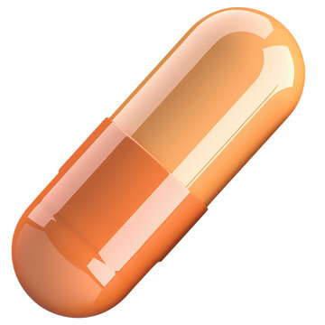 recommend clip art: Orange capsule with shiny coating in 3D on transparent background clipart