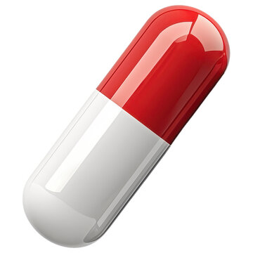 recommend clip art: Red and white capsule with glossy finish in 3D on transparent background clipart